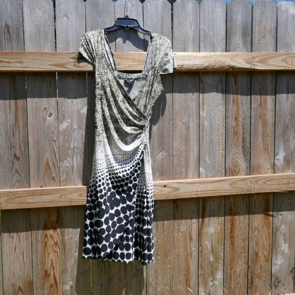 Dusak Designs Cocktail Dress Cap Sleeve Small Faux Wrap
